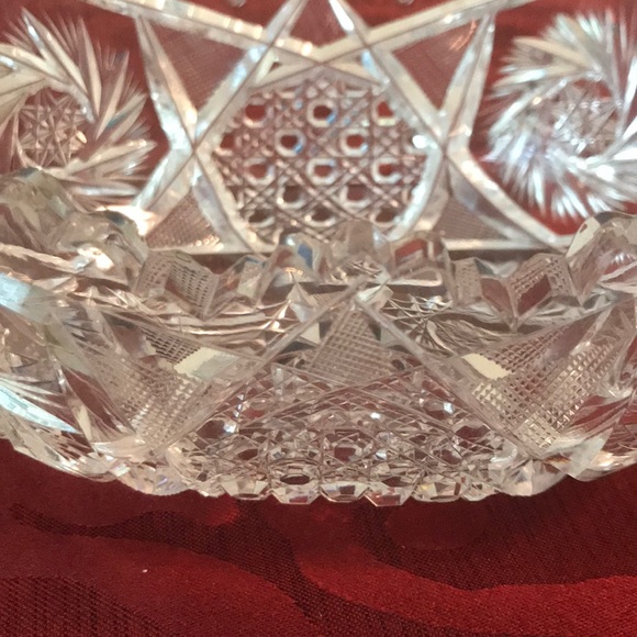 Small Vintage Oblong Crystal Bowl - Picture 2 of 5